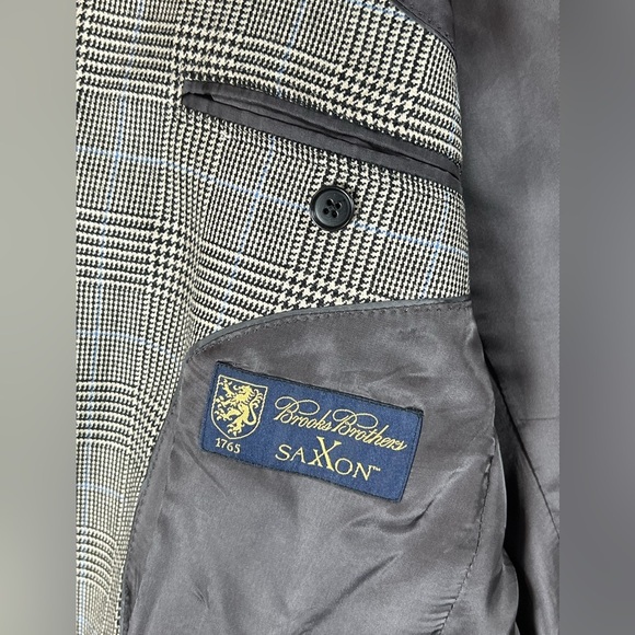 Brooks Brothers Madison 41R 100% Wool Saxxon Plaid Blazer BB Buttons Sport Coat - Picture 8 of 13